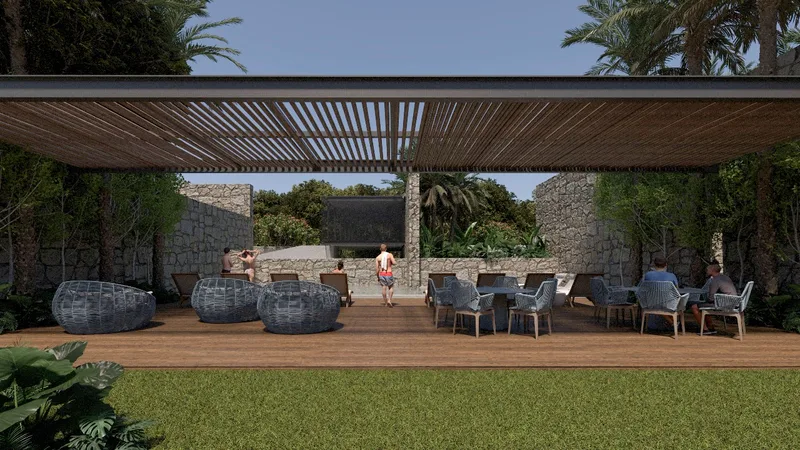 Render ilustrativo de la alberca de Ankara Residencial