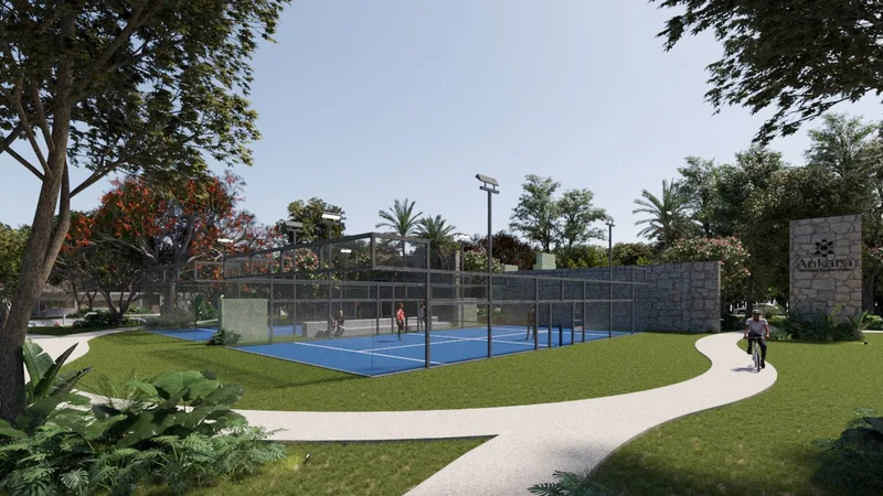 Render ilustrativo de la cancha de pádel de Ankara Residencial